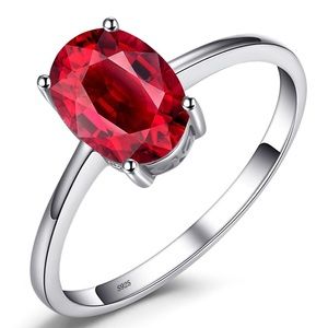 925 Sterling Silver Red Garnet Ring